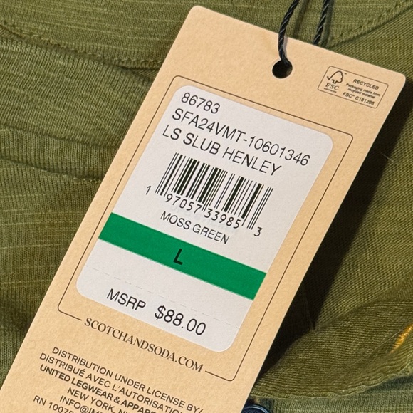 Scotch & Soda Olive Long Sleeve Henley - Picture 9 of 14
